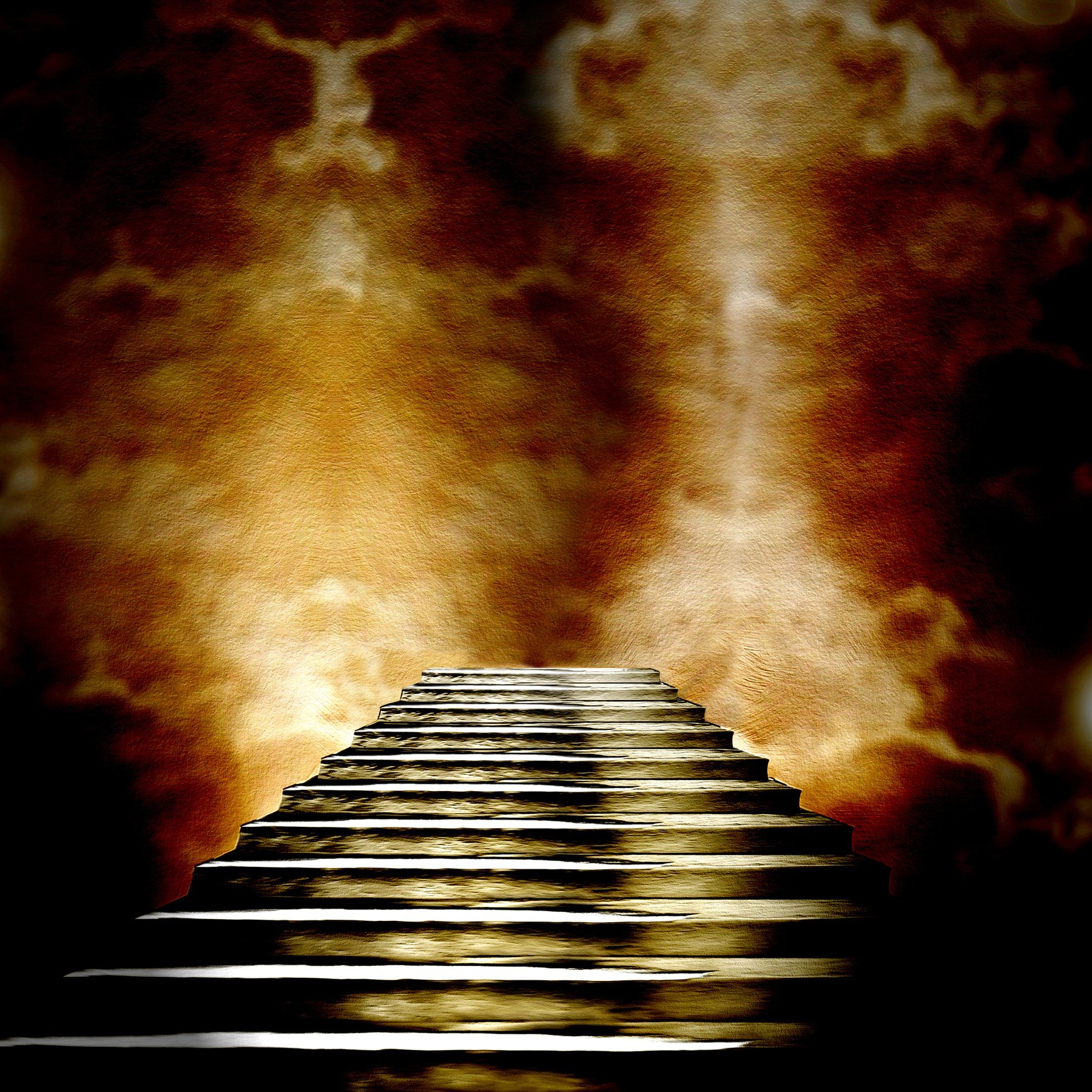 Staircase leading to heaven or hell. Light  End of  Tun